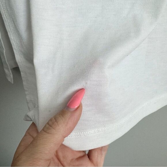 ATHLETA | Wanderlust Oversized White Short Sleeve Top Mesh Detail Women’s Size S - Picture 8 of 10